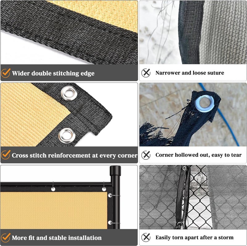 Winpull 5FT x 50FT Privacy Fence Screen Heavy Duty 170GSM Fencing Mesh Shade Net Cover Nickel-Plated Copper Grommets, 95% Blockage Fence Privacy for Outdoor Wall Garden Yard Backyard Pool (Beige) - Image 5
